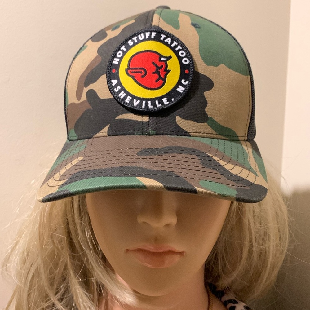 RARE Asheville NC Hot Stiff Tattoo Camo SnapBack Gat N WOT
